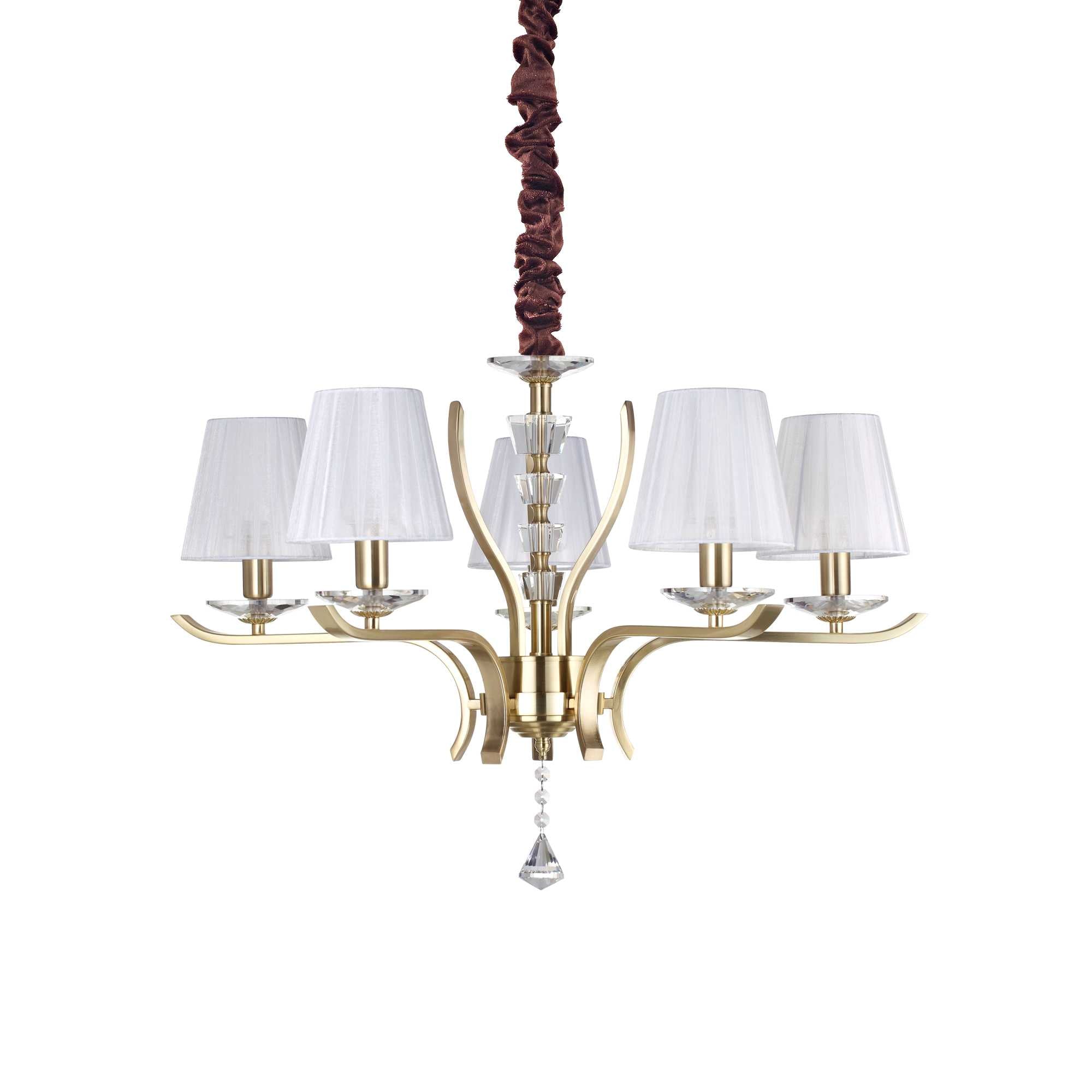 PEGASO Pendant Light with 5 Bulbs Brass