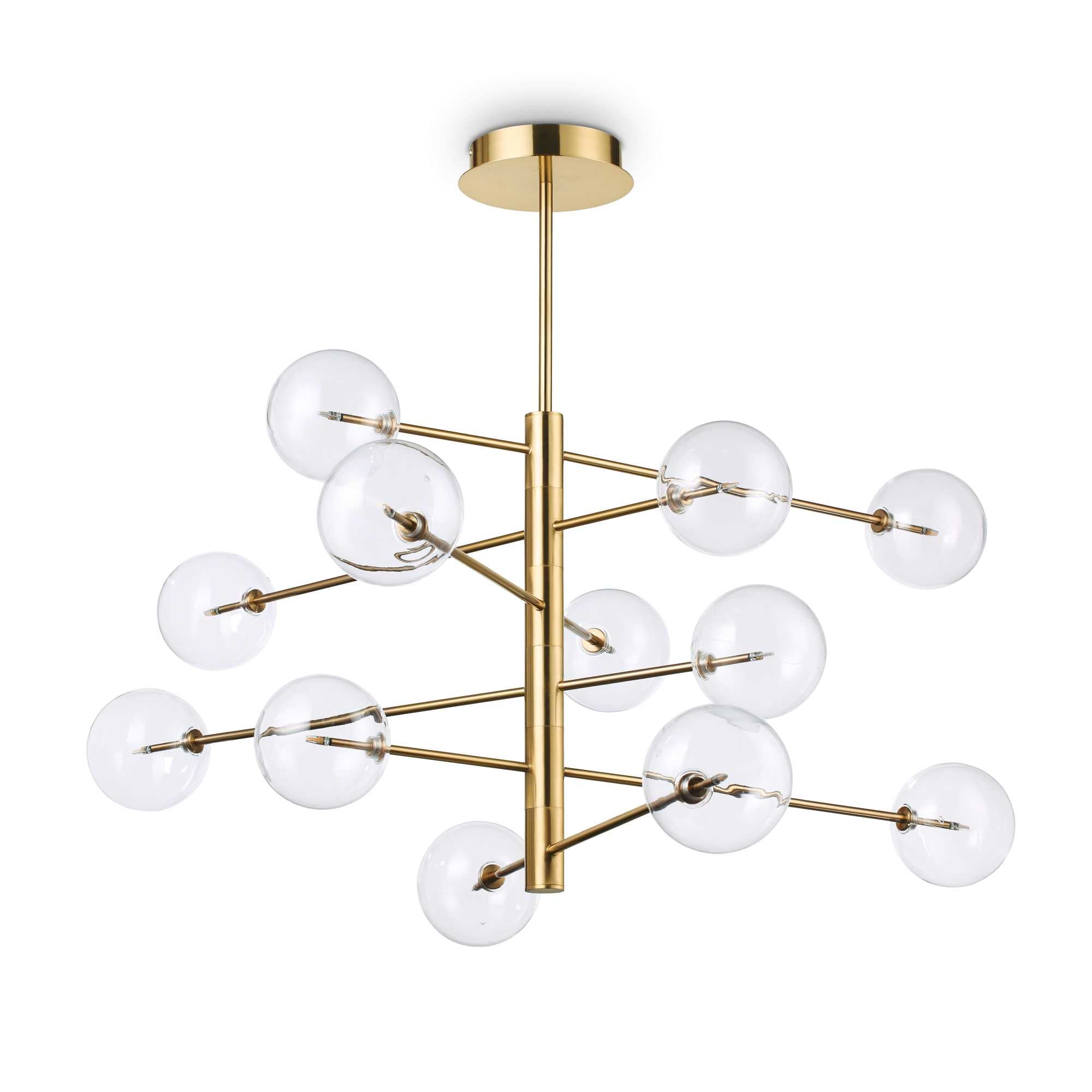 EQUINOXE Pendant Light with 12 Bulbs Brass