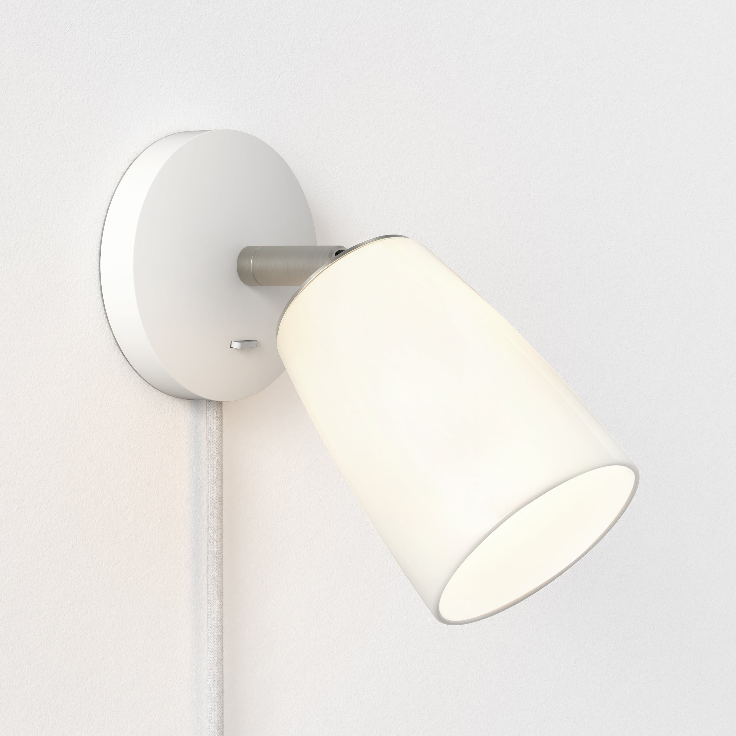 Carlton Wall Plug-In Wall Light, Matt White