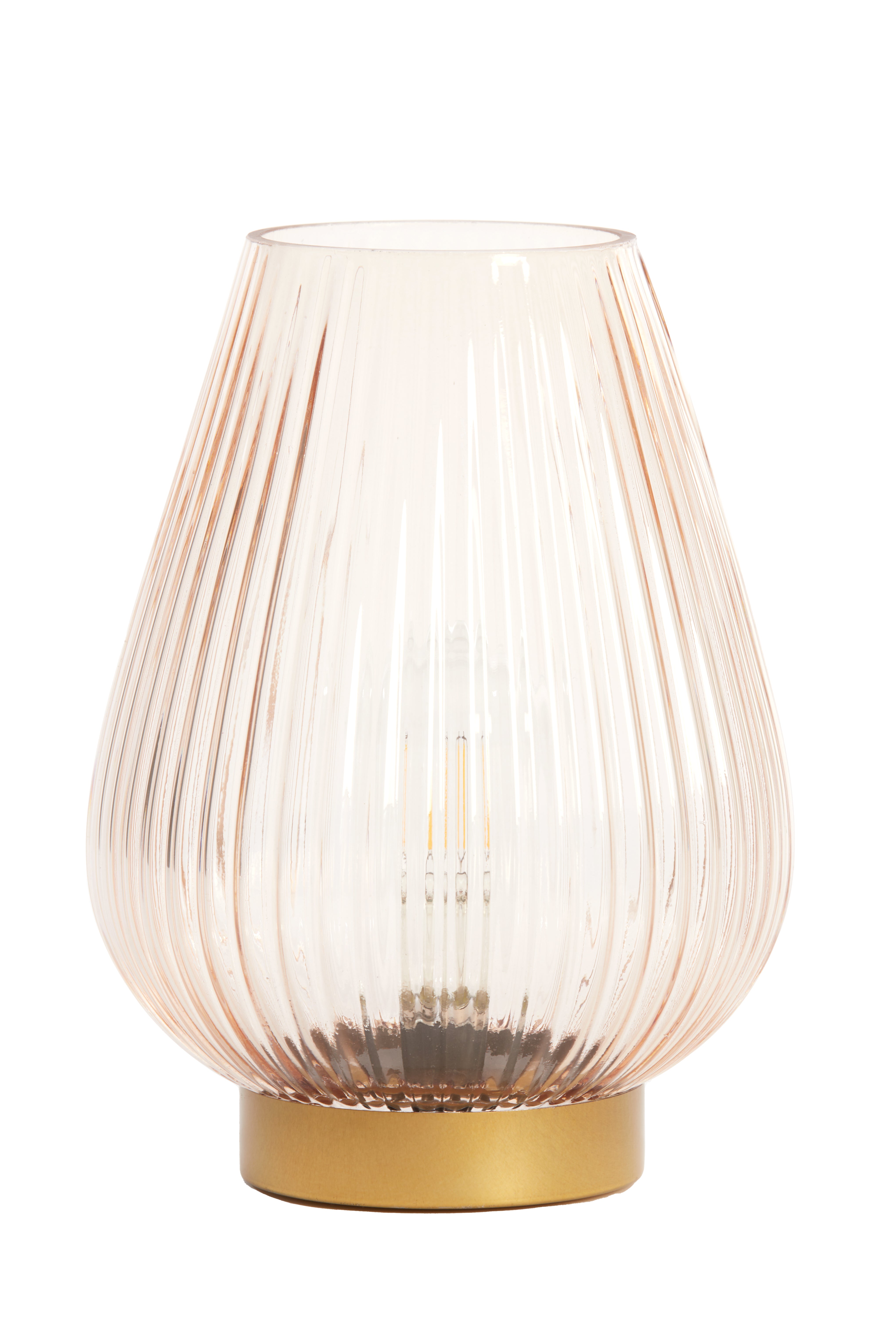 Table Lamp LED Ø21x28 cm Tajera Glass Peach+Gold