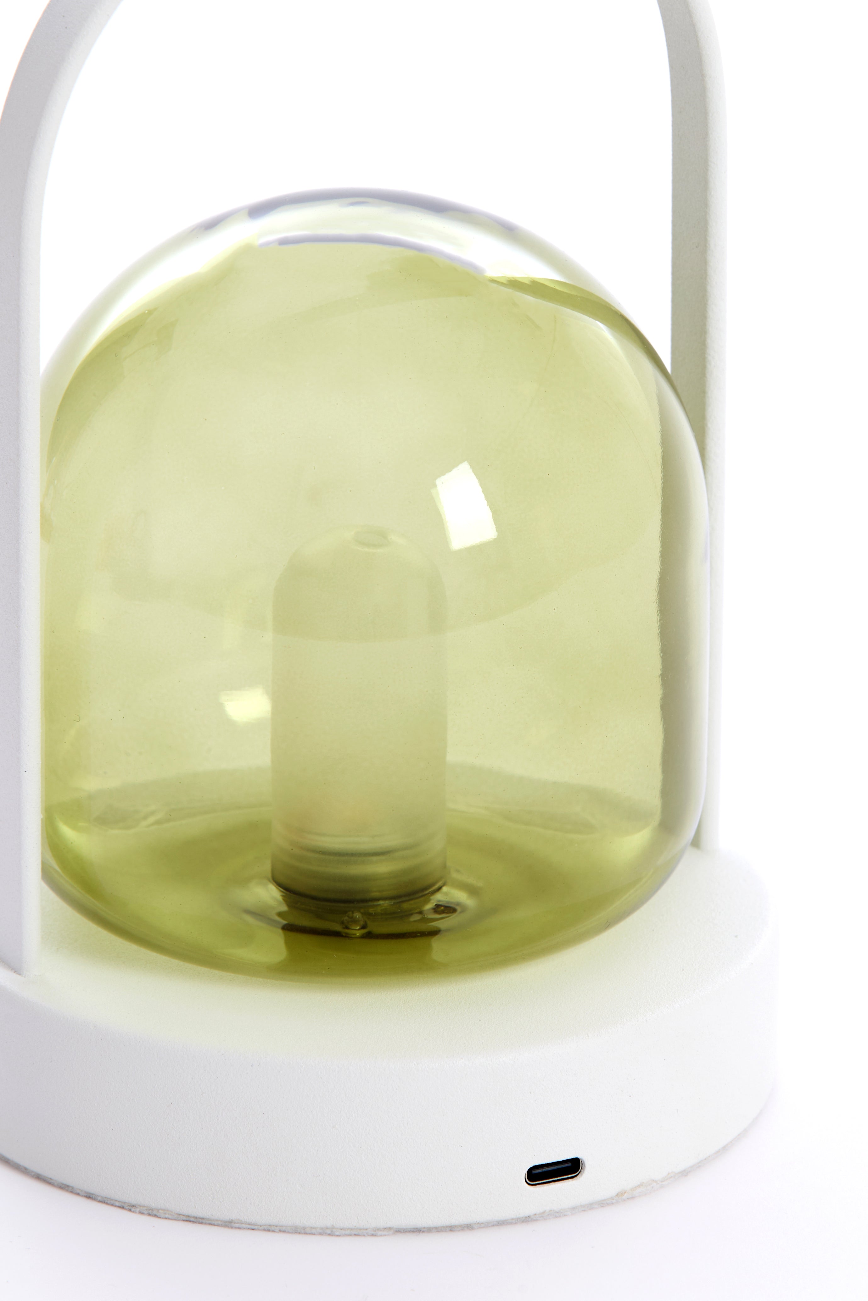 Table Lamp LED Ø12x19 cm Yeremi Glass Green+Cream