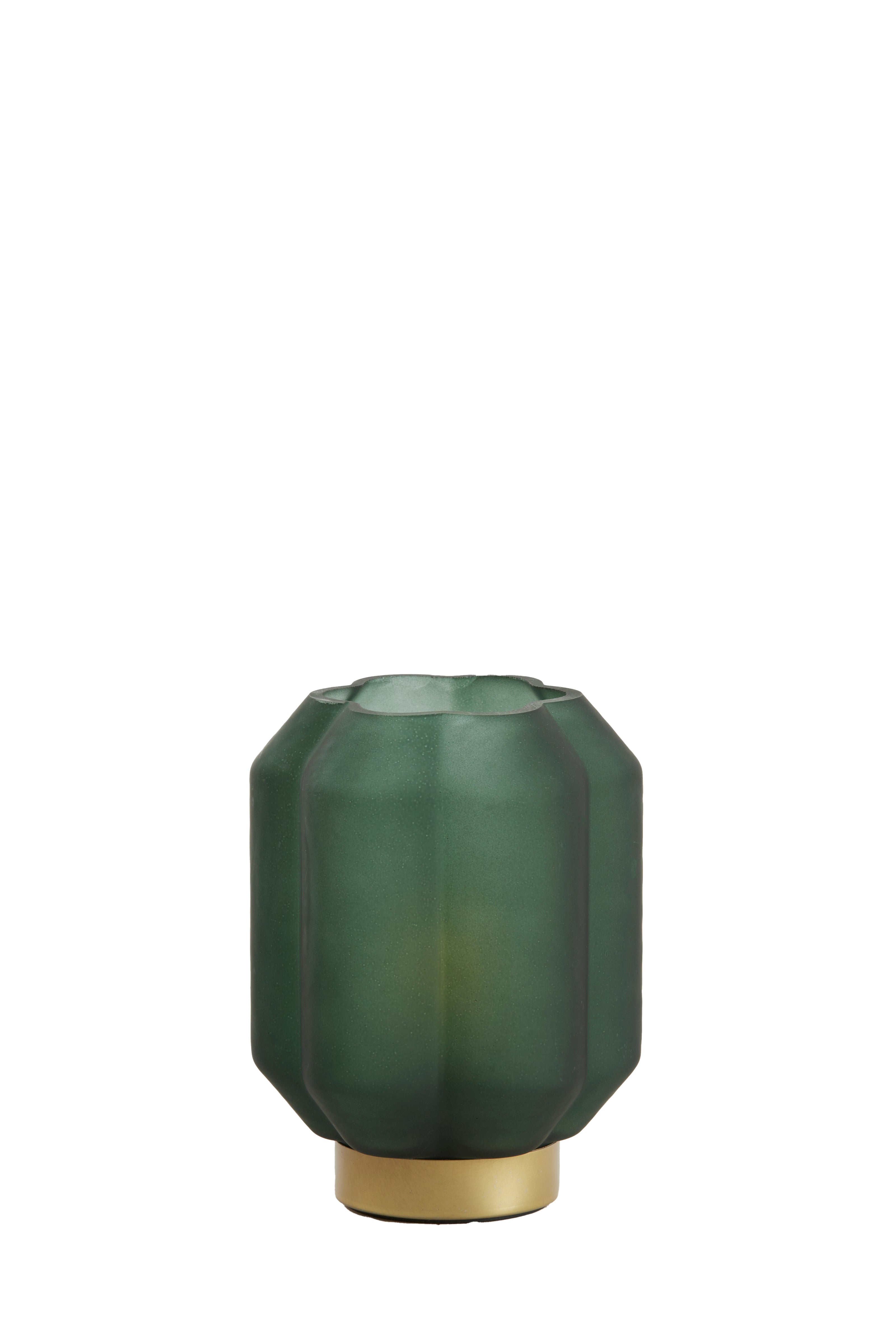 Table Lamp LED Ø13x16.5 cm Yvias Glass Matt Dark Green+Gold