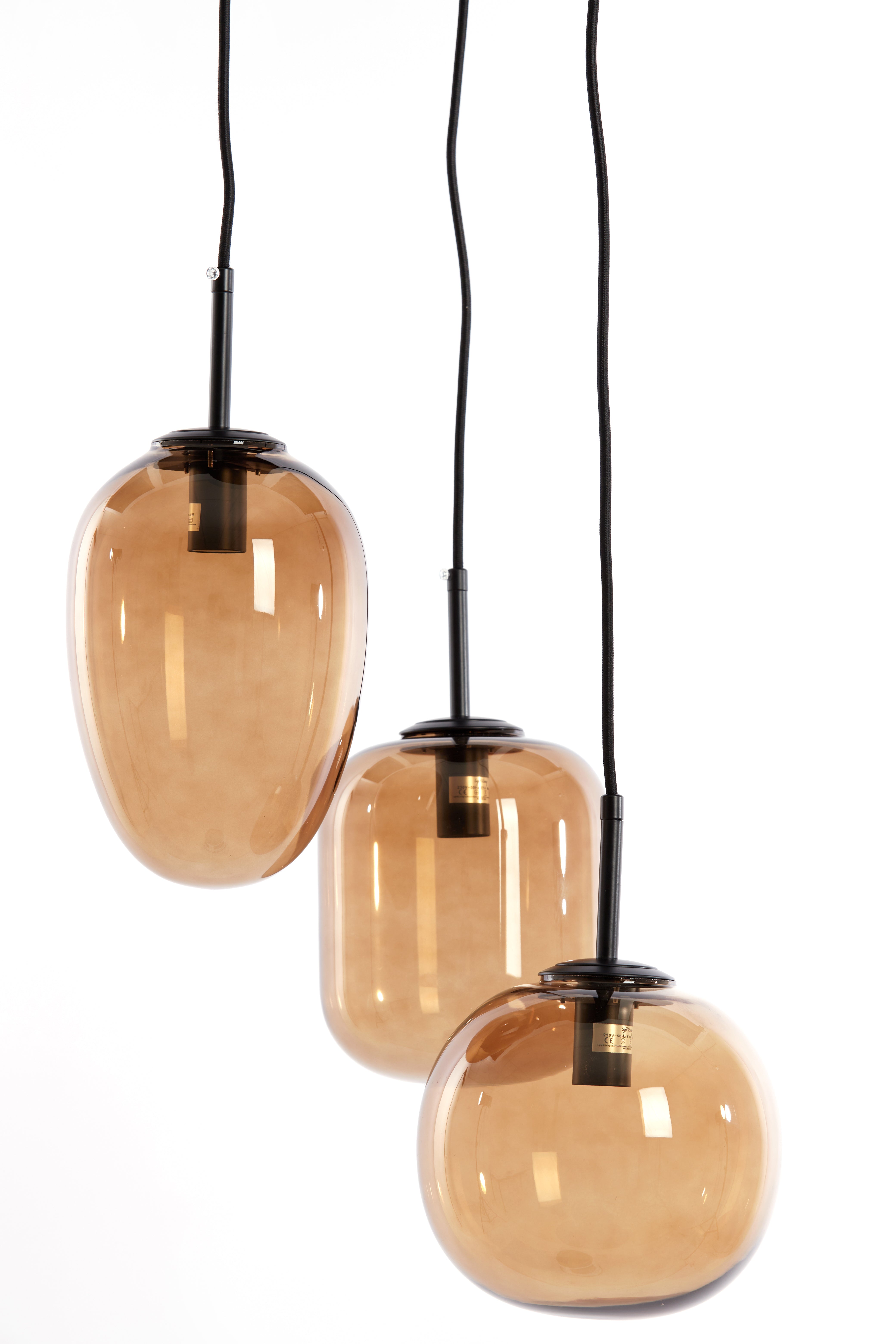 Hanging Lamp 3L E14 Ø30x23 cm Mezza Glass Brown