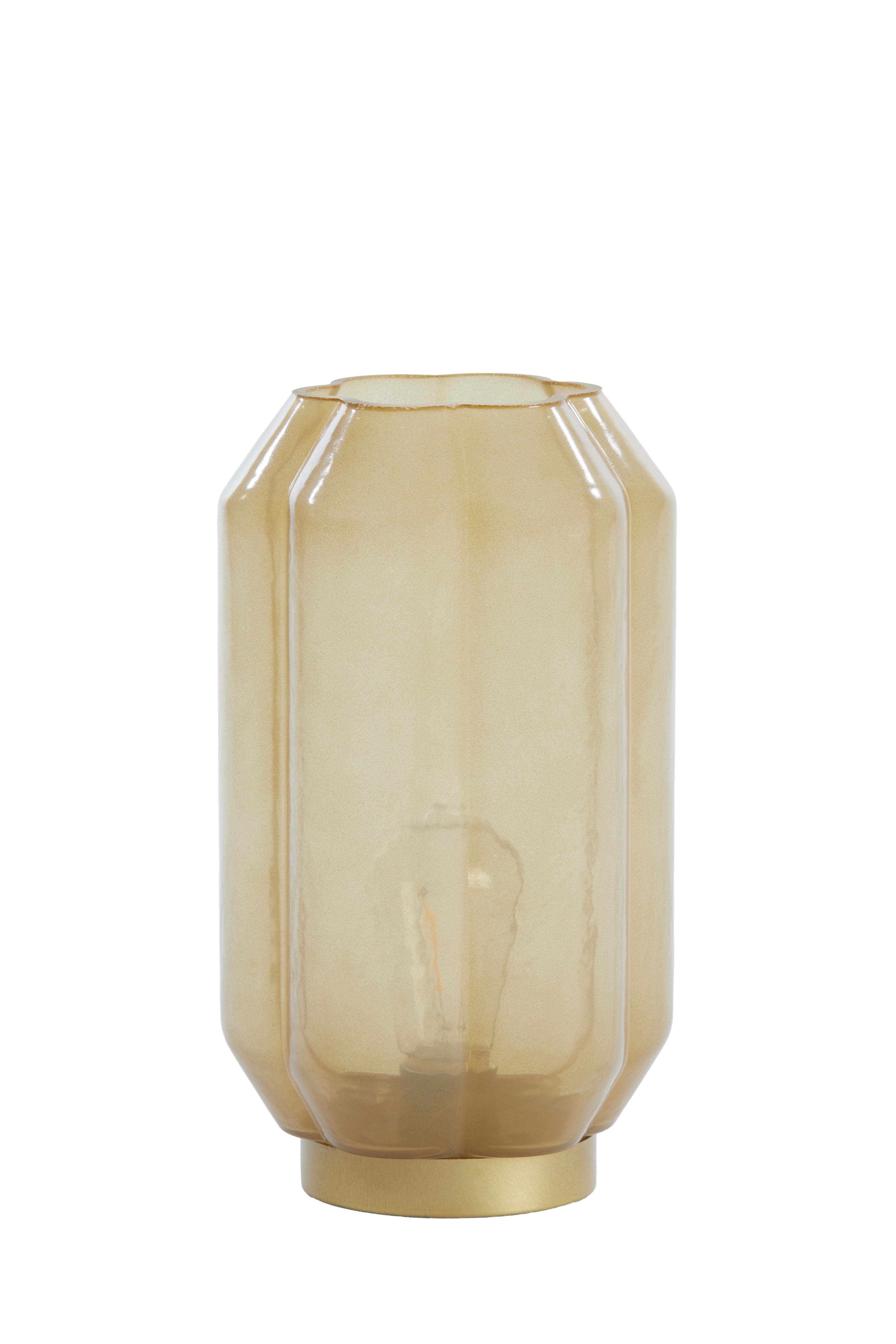 Table Lamp LED Ø15x27 cm Yvias Glass Milky Light Yellow+Gold