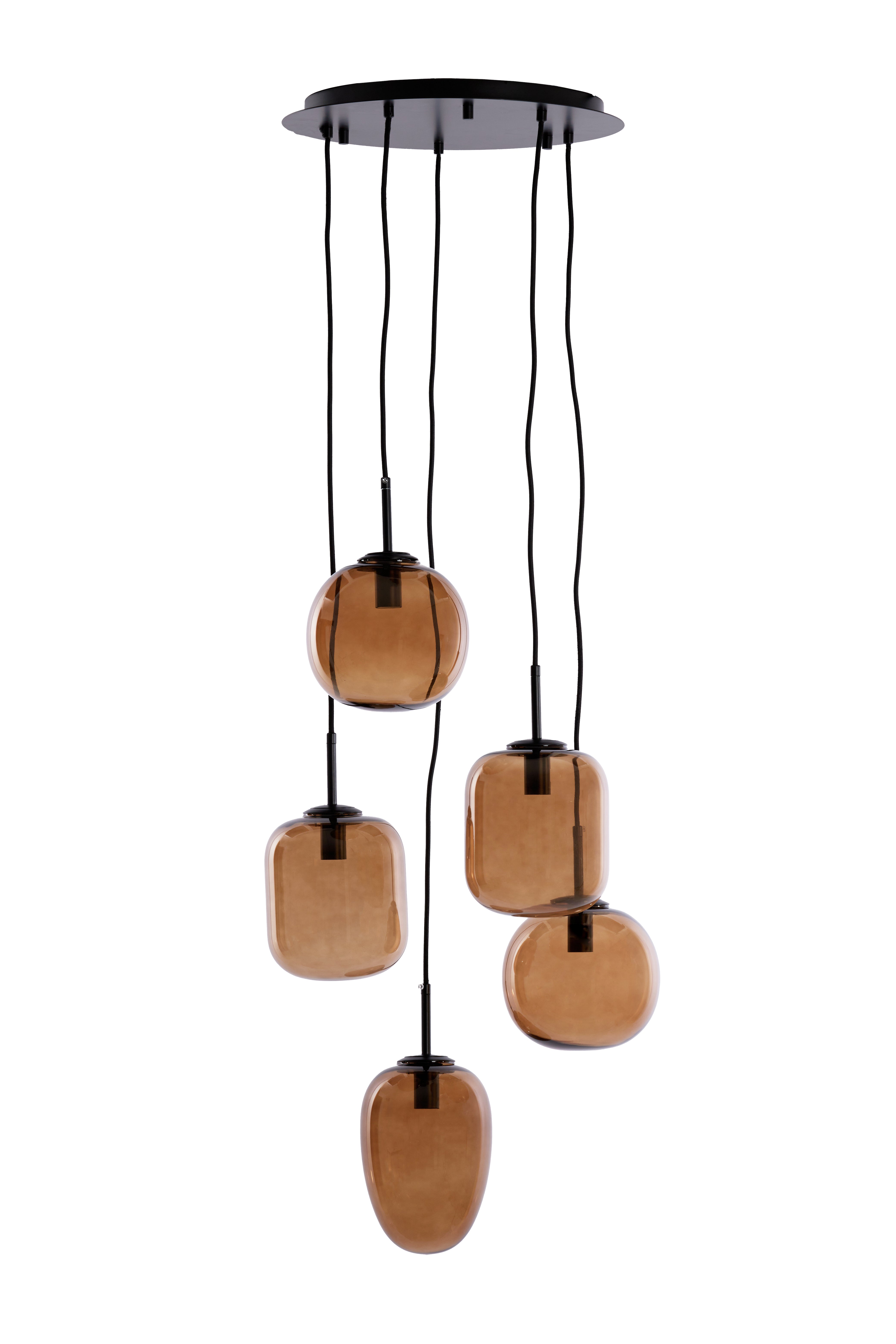 Hanging Lamp 5L E14 Ø45x23 cm Mezza Glass Brown