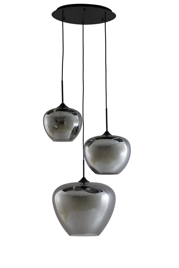 Hanging Lamp 3L Ø40x160 cm Mayson Smoked Glass+Matt Black