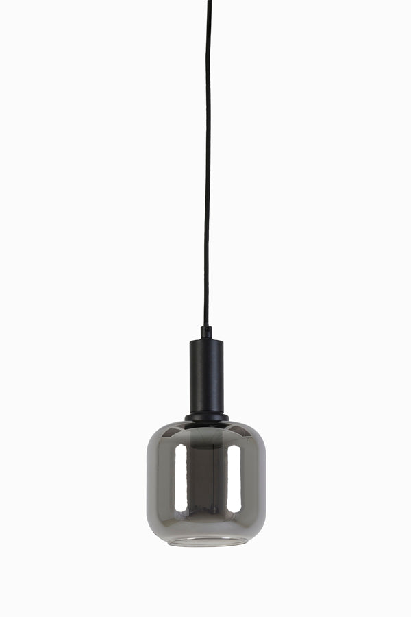 Hanging Lamp Ø21x37 cm Lekar Black+Smoked Glass