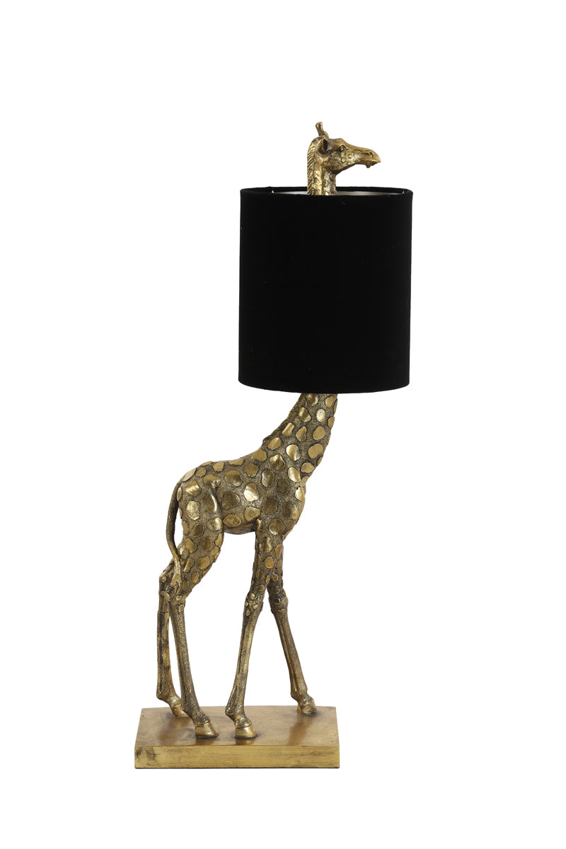 Table Lamp 26x16x61 cm Giraffe Antique Bronze+Velvet Black