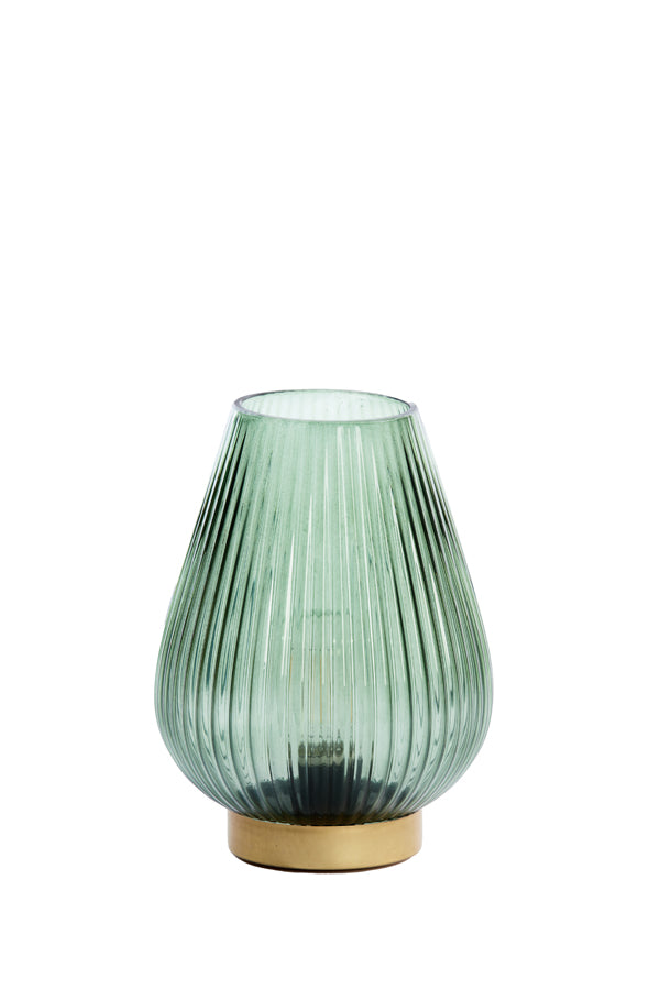 Table Lamp LED Ø14.5x19.5 cm Tajera Glass Dark Green+Gold