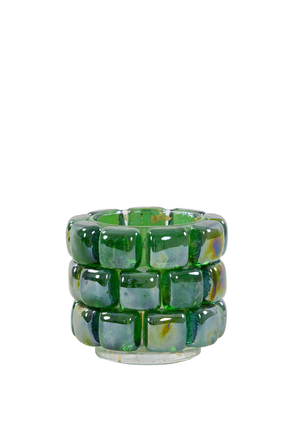 Tealight Ø9.5x8.5 cm Mosaic Glass Dark Green