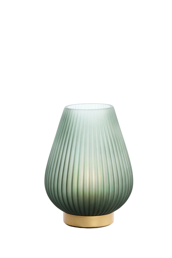 Table Lamp LED Ø14.5x19.5 cm Tajera Glass Matt D Green+Gold