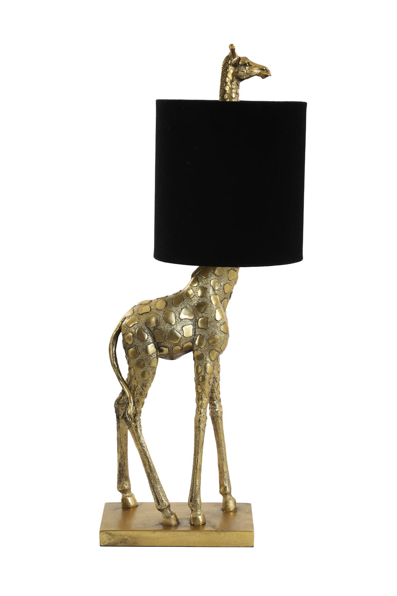 Table Lamp 28x20x68 cm Giraffe Antique Bronze+Velvet Black