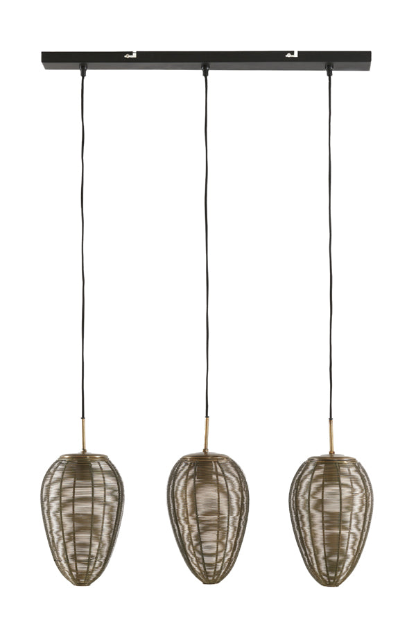 Hanging Lamp 3L 80x20x33 cm Yaelle Ant Bronze+Matt Blck