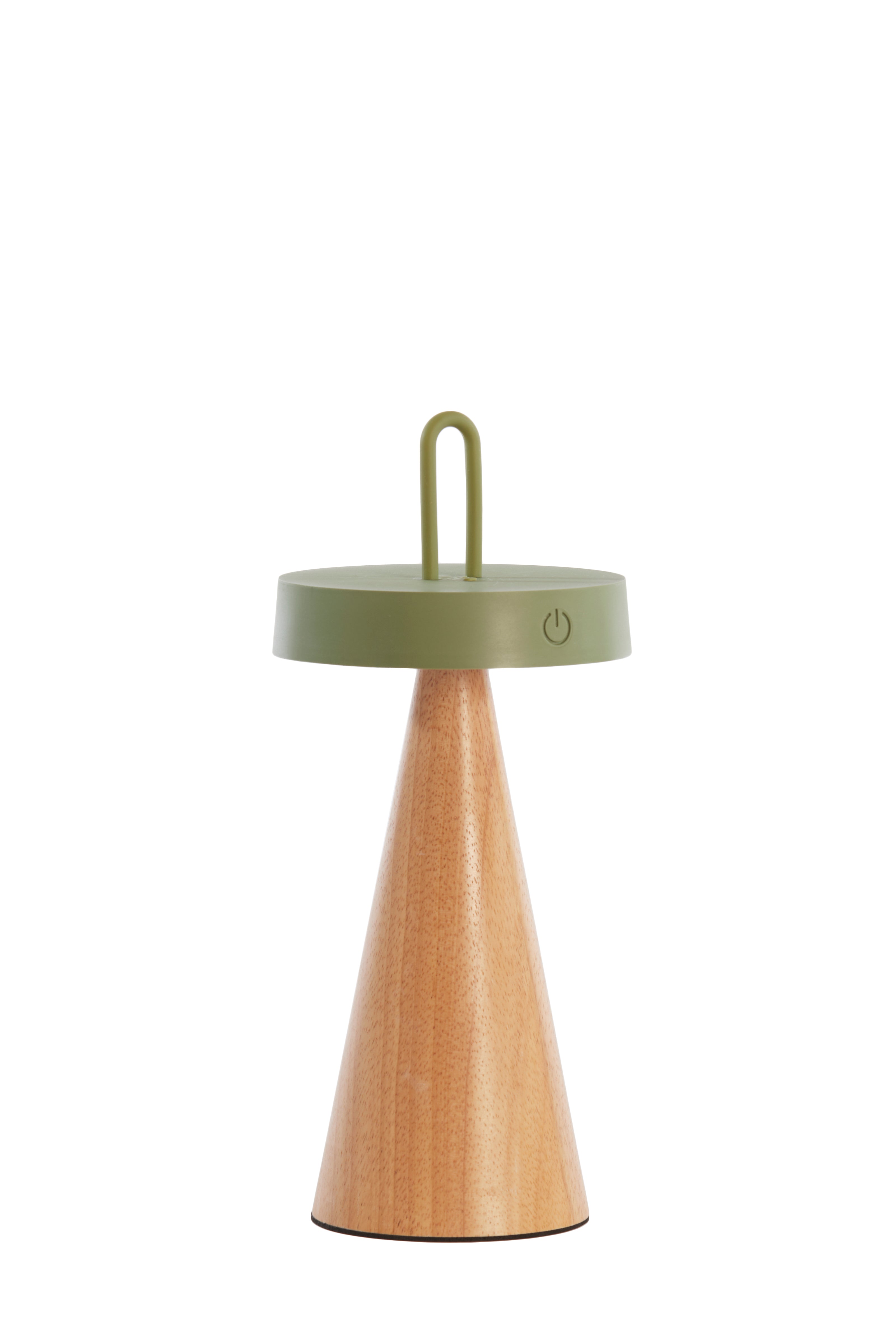 Table Lamp LED Ø13x28.5 cm Ankenta Olive Green+Wood Natural