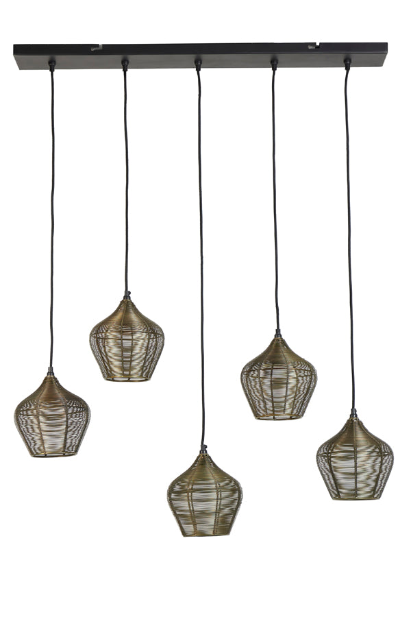 Hanging Lamp 5L 100x20x122 cm Alvaro Antique Bronze