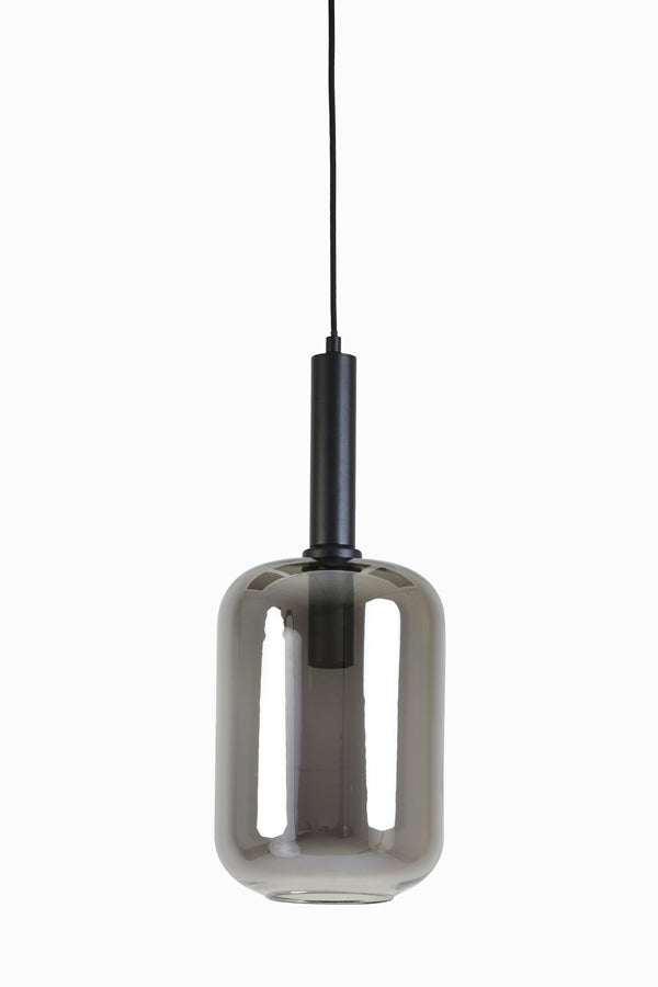 Hanging Lamp Ø22x52 cm Lekar Black+Smoked Glass