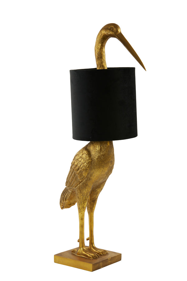 Table Lamp 33x30x76.5 cm Crane Antique Bronze+Velvet Black