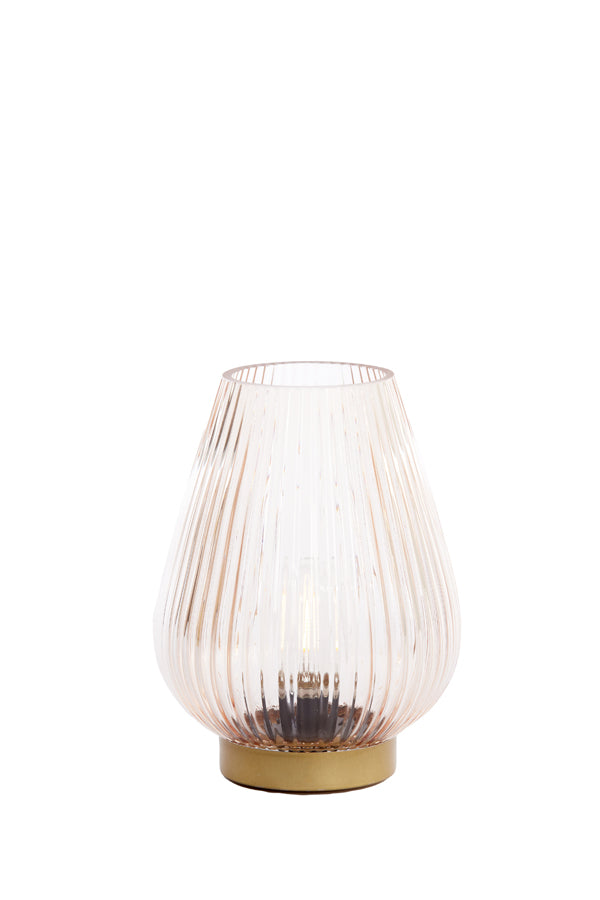 Table Lamp LED Ø14.5x19.5 cm Tajera Glass Peach+Gold