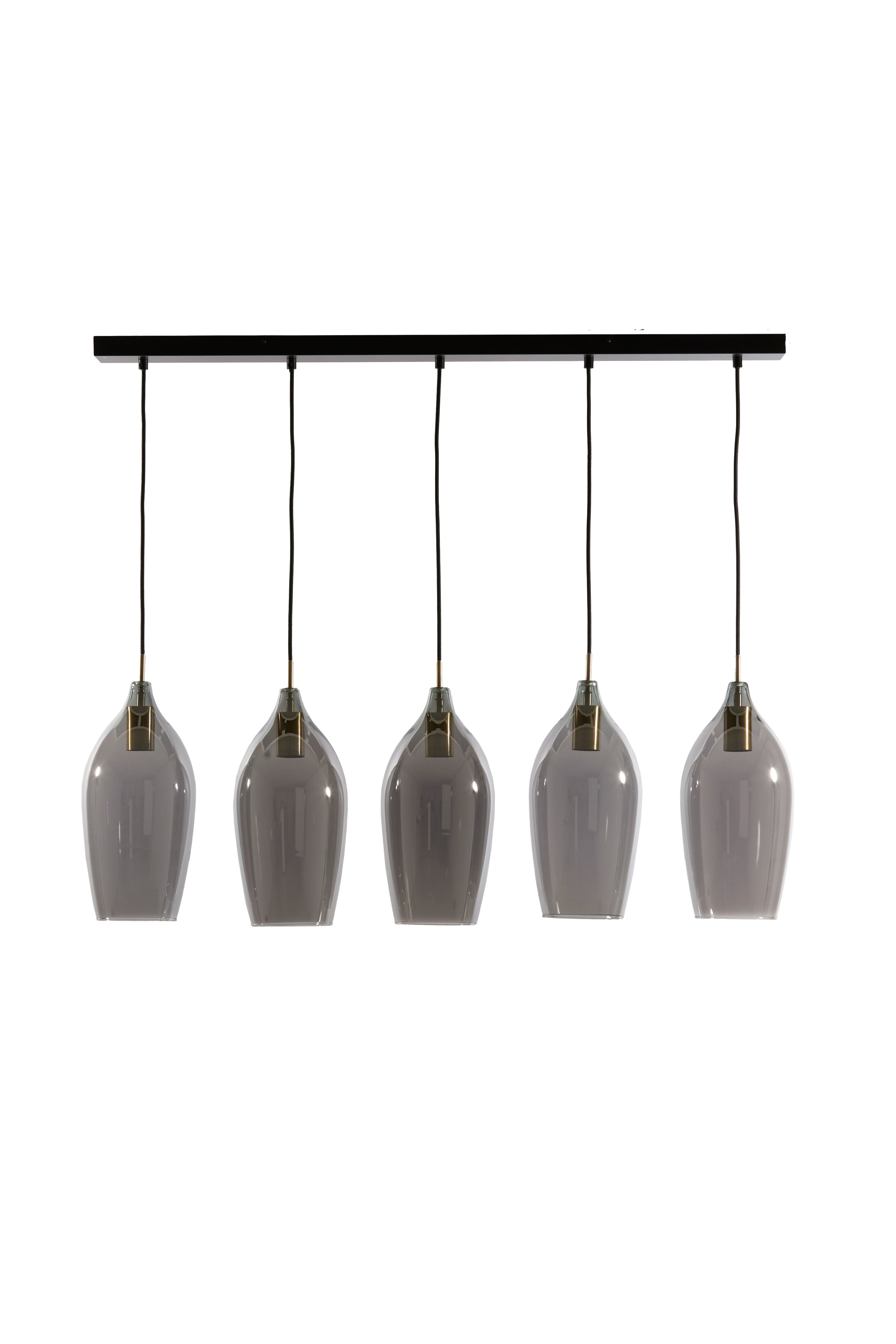 Hanging Lamp 5L 104x17x36 cm Lukaro Antique Bronze+Smoked