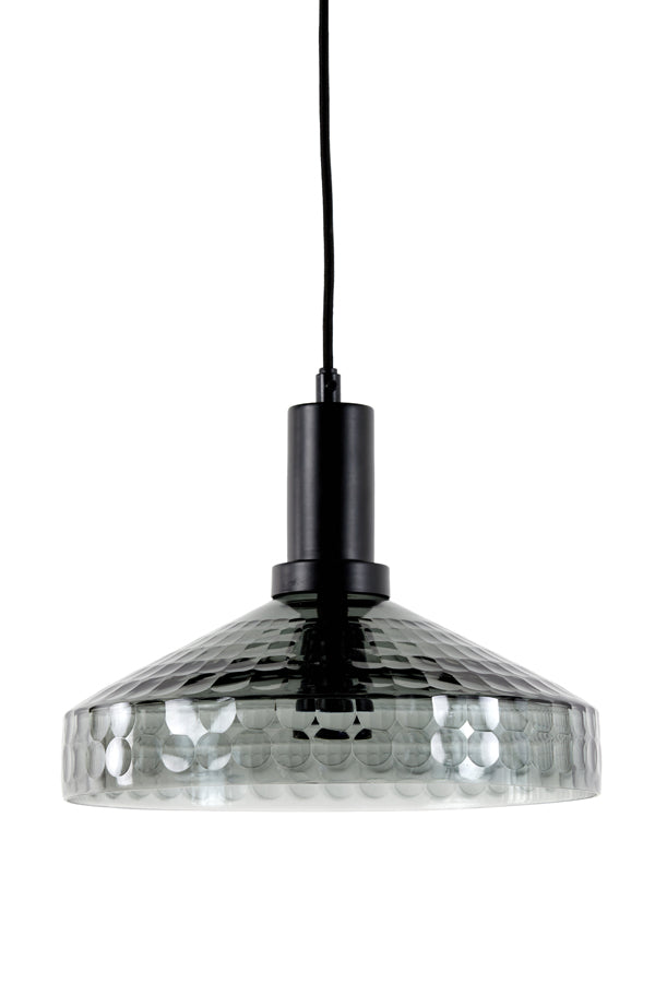 Hanging Lamp Ø28x30 cm Delilo Smoked Glass Grey+Black