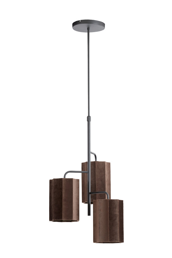 Hanging Lamp 3L Ø48x25 cm Edisa Velvet Dark Brown+Matt Black