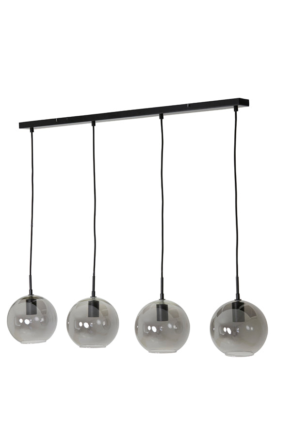 Hanging Lamp 4L 114x20x120 cm Subar Matt Black+Smoked Glass