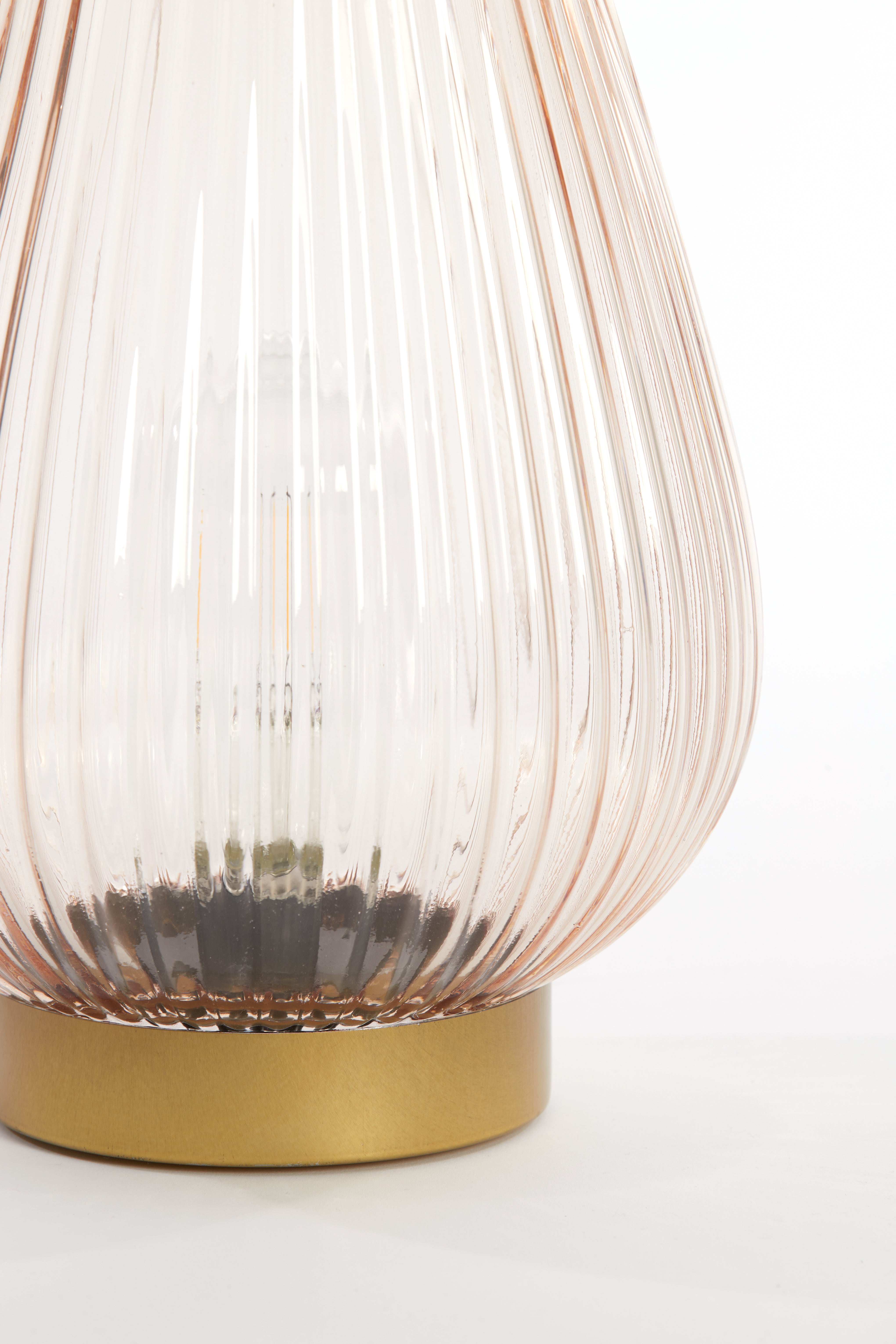 Table Lamp LED Ø21x28 cm Tajera Glass Peach+Gold