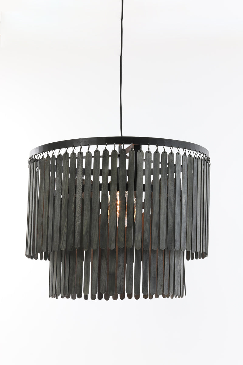 Hanging Lamp Ø60x43 cm Gularo Wood Matt Black