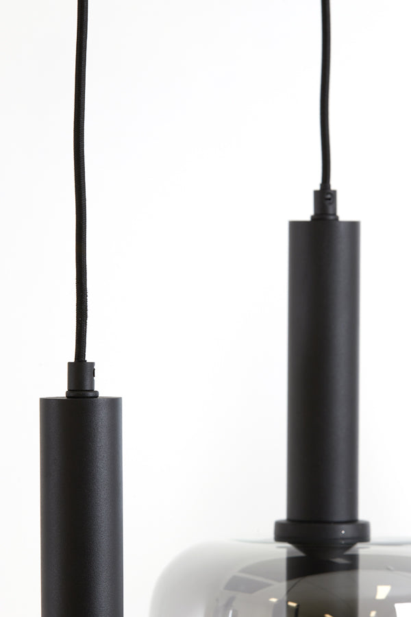 Hanging Lamp 5L 110x22x32 cm Lekar Black+Smoked Glass