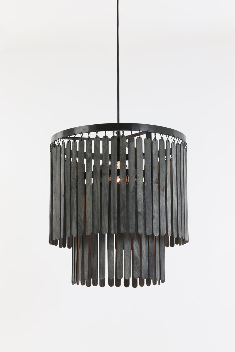 Hanging Lamp Ø45x43 cm Gularo Wood Matt Black