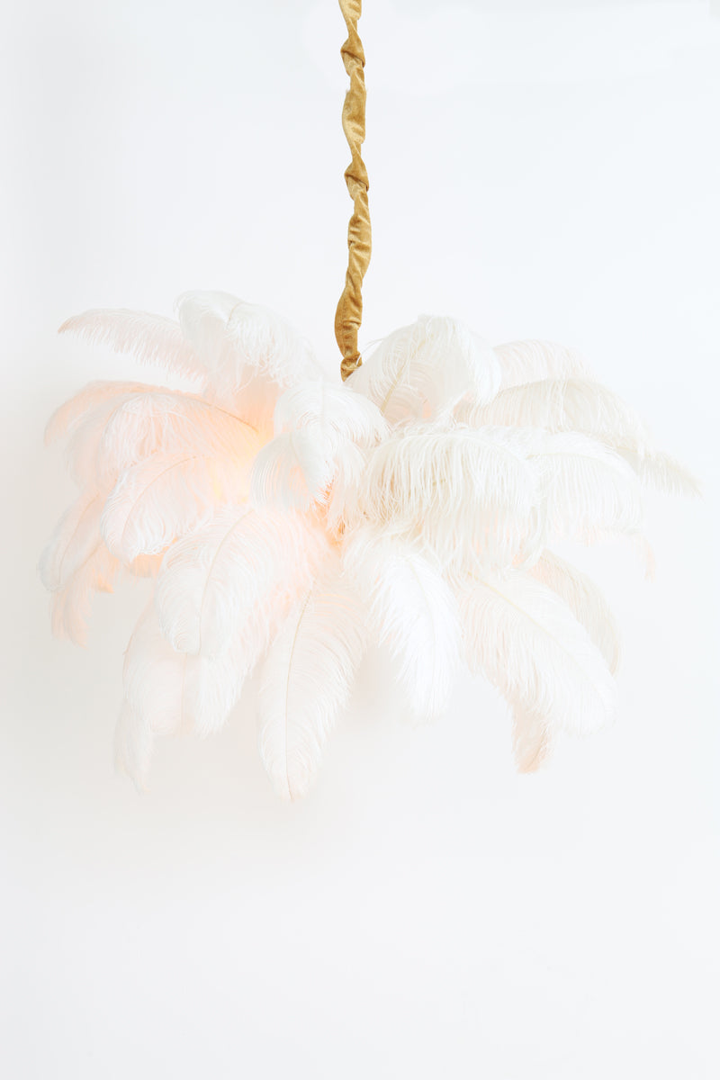 Hanging Lamp E14 Ø80 cm Feather Gold+White