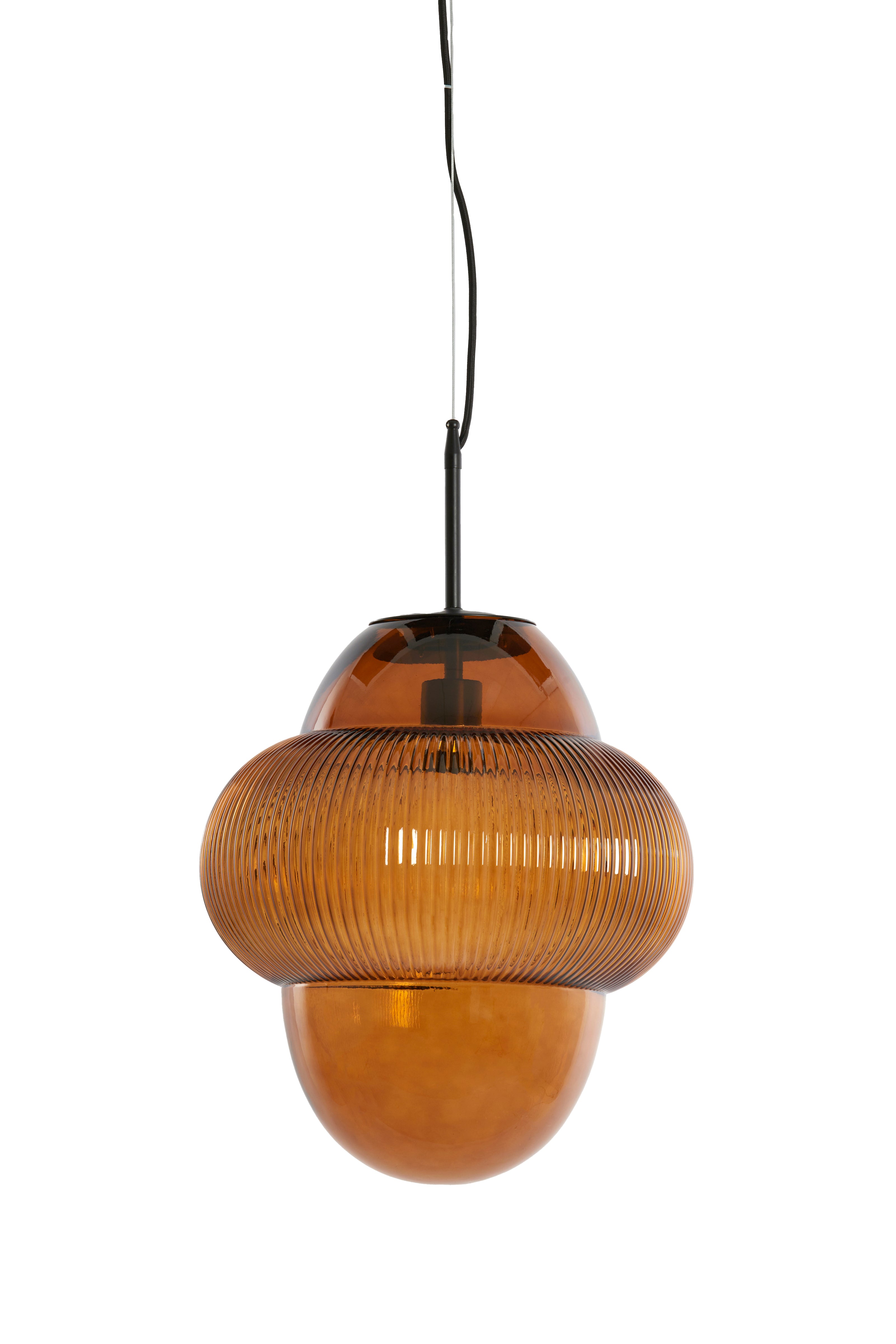 Hanging Lamp Ø35x40 cm Ovnis Glass Brown