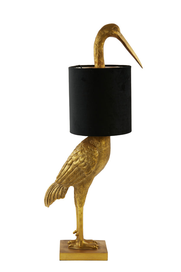 Table Lamp 33x30x76.5 cm Crane Antique Bronze+Velvet Black