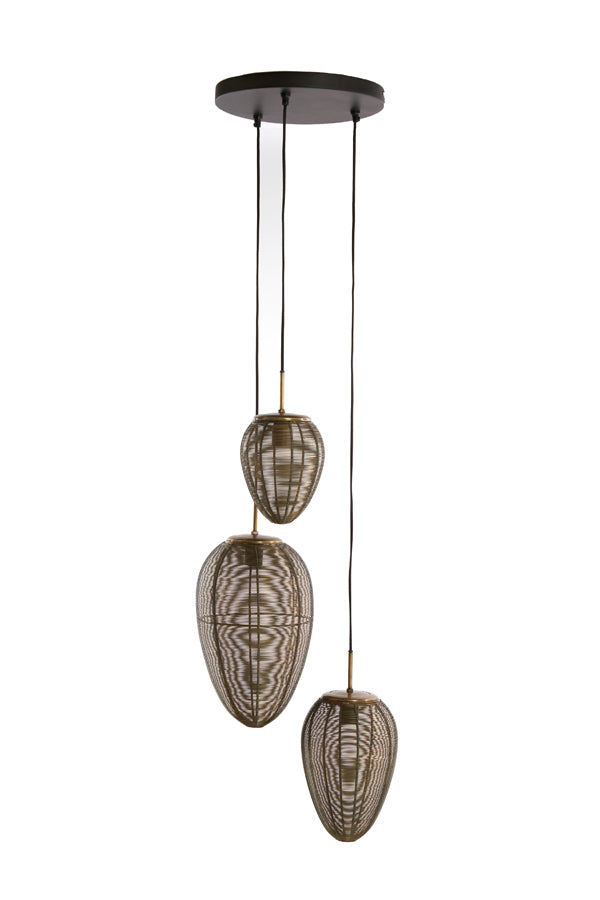 Hanging Lamp 3L Ø36x97 cm Yaelle Antique Bronze+Matt Black