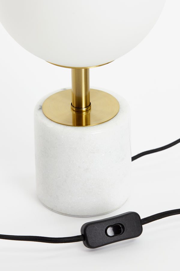 Table Lamp Ø20x35 cm Medina Antique Bronze+Glass Matt White