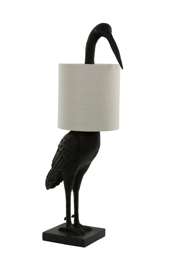 Table Lamp 33x30x76.5 cm Crane Matt Black+Cream