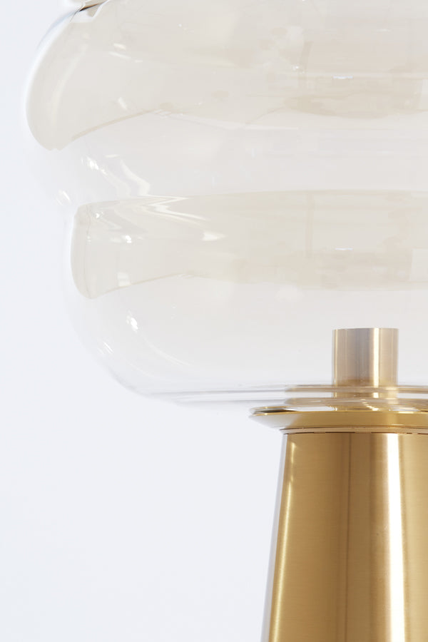 Table Lamp Ø45x64 cm Misty Glass Amber+Gold