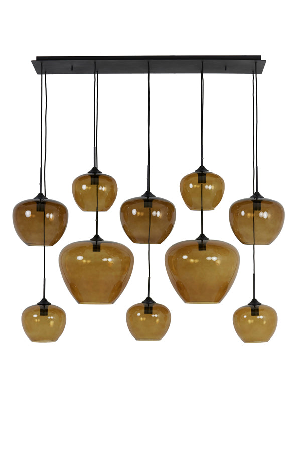 Hanging Lamp 10L 120x60x110 cm Mayson Glass Brown+Matt Black