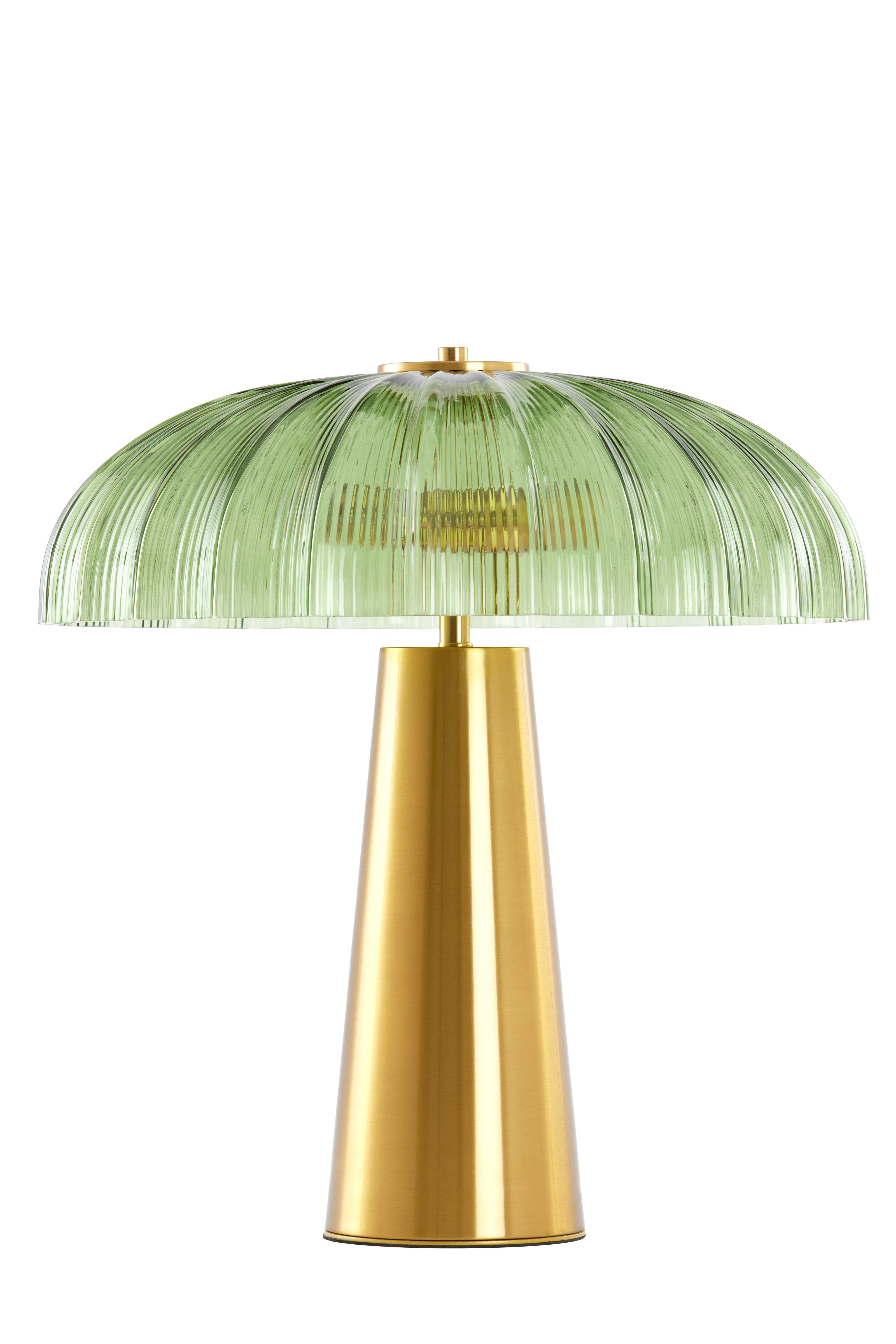 Table Lamp 2L Ø50x51 cm Fungo Glass Green+Gold