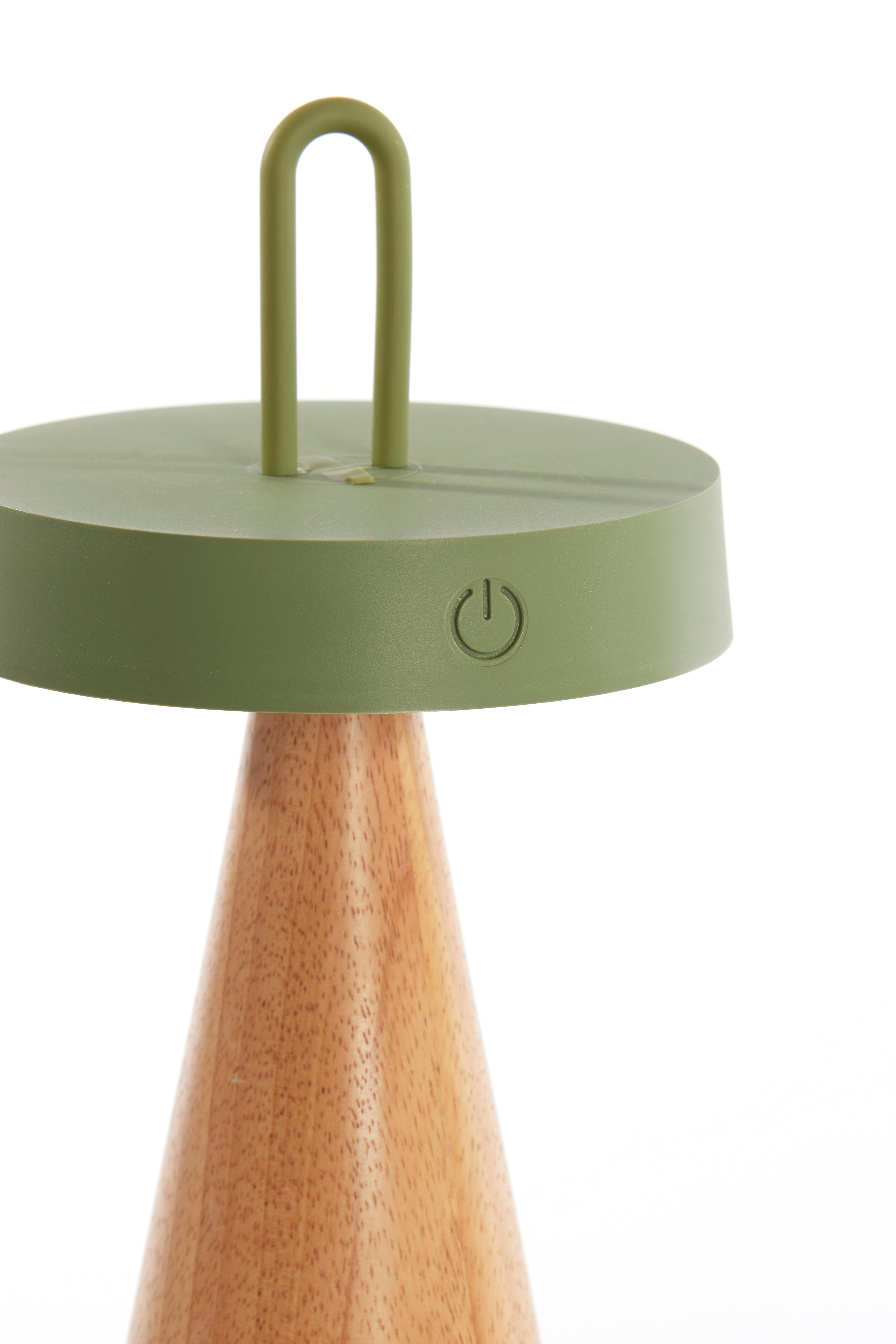 Table Lamp LED Ø13x28.5 cm Ankenta Olive Green+Wood Natural