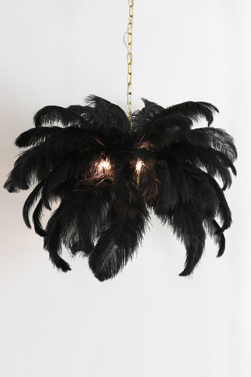 Hanging Lamp E14 Ø80 cm Feather Gold+Black