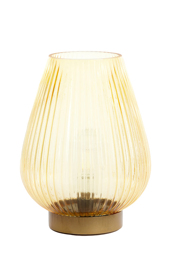 Table Lamp LED Ø21x28 cm Tajera Glass Ocher Yellow+Gold