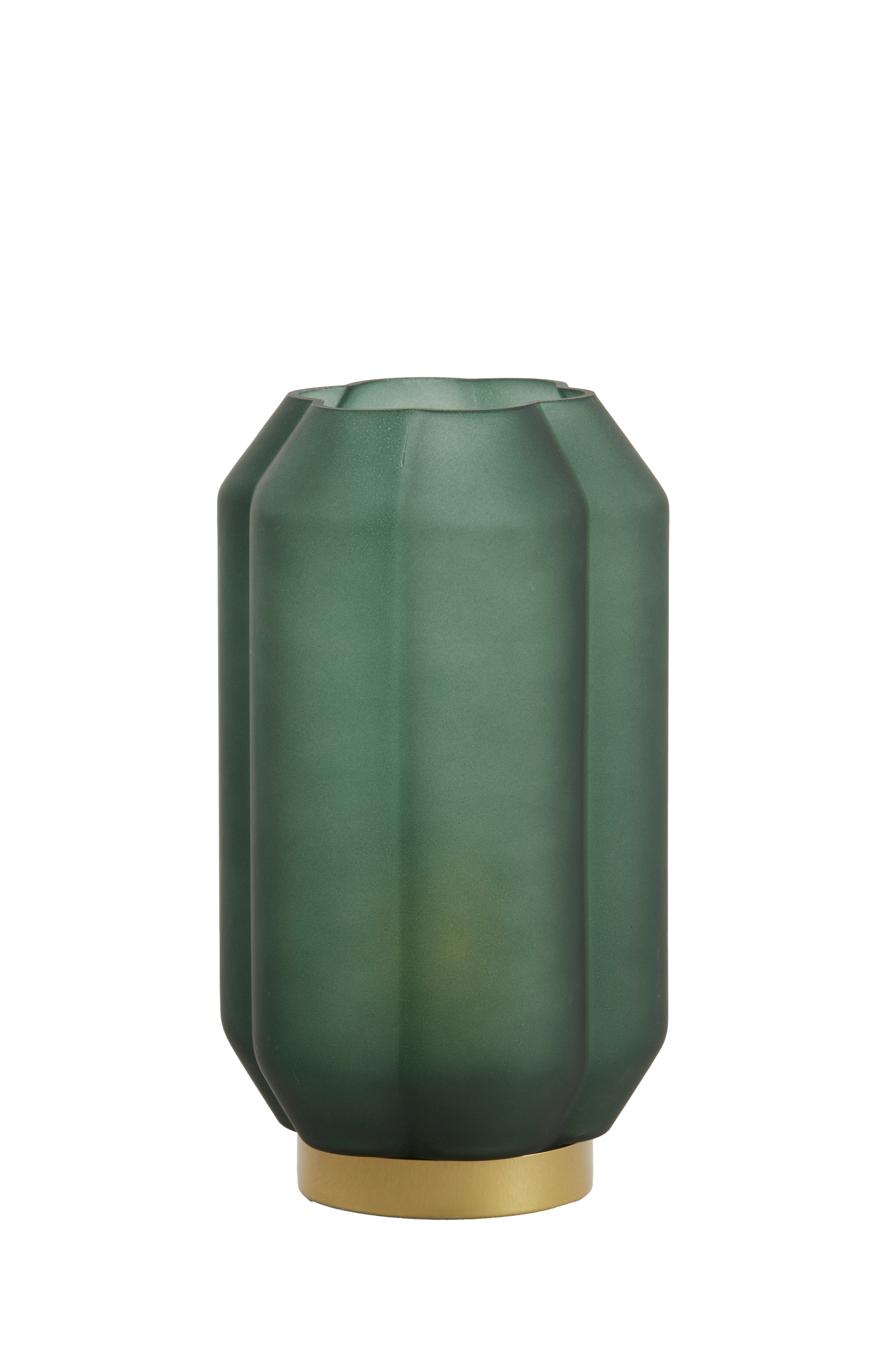 Table Lamp LED Ø15x27 cm Yvias Glass Matt Dark Green+Gold