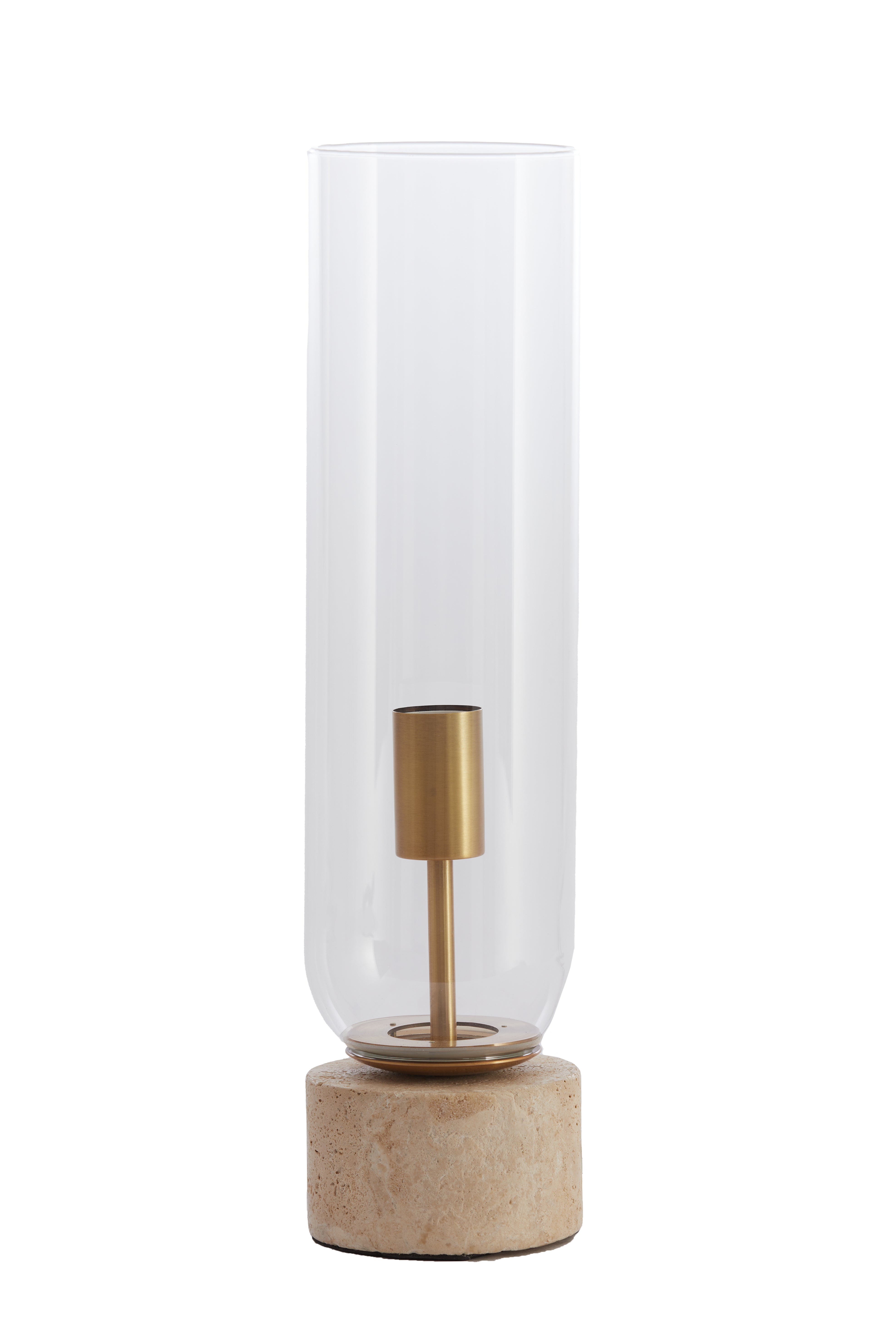 Table Lamp Ø12x47 cm Rylano Glass Clear+Sand+Antique Bronze