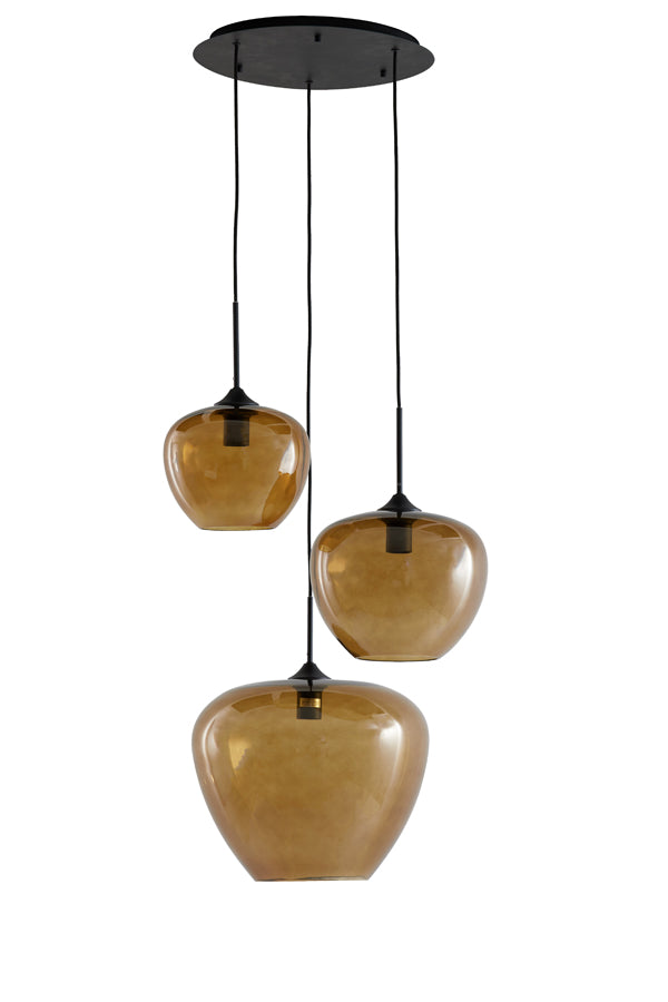 Hanging Lamp 3L Ø40x160 cm Mayson Glass Brown+Matt Black