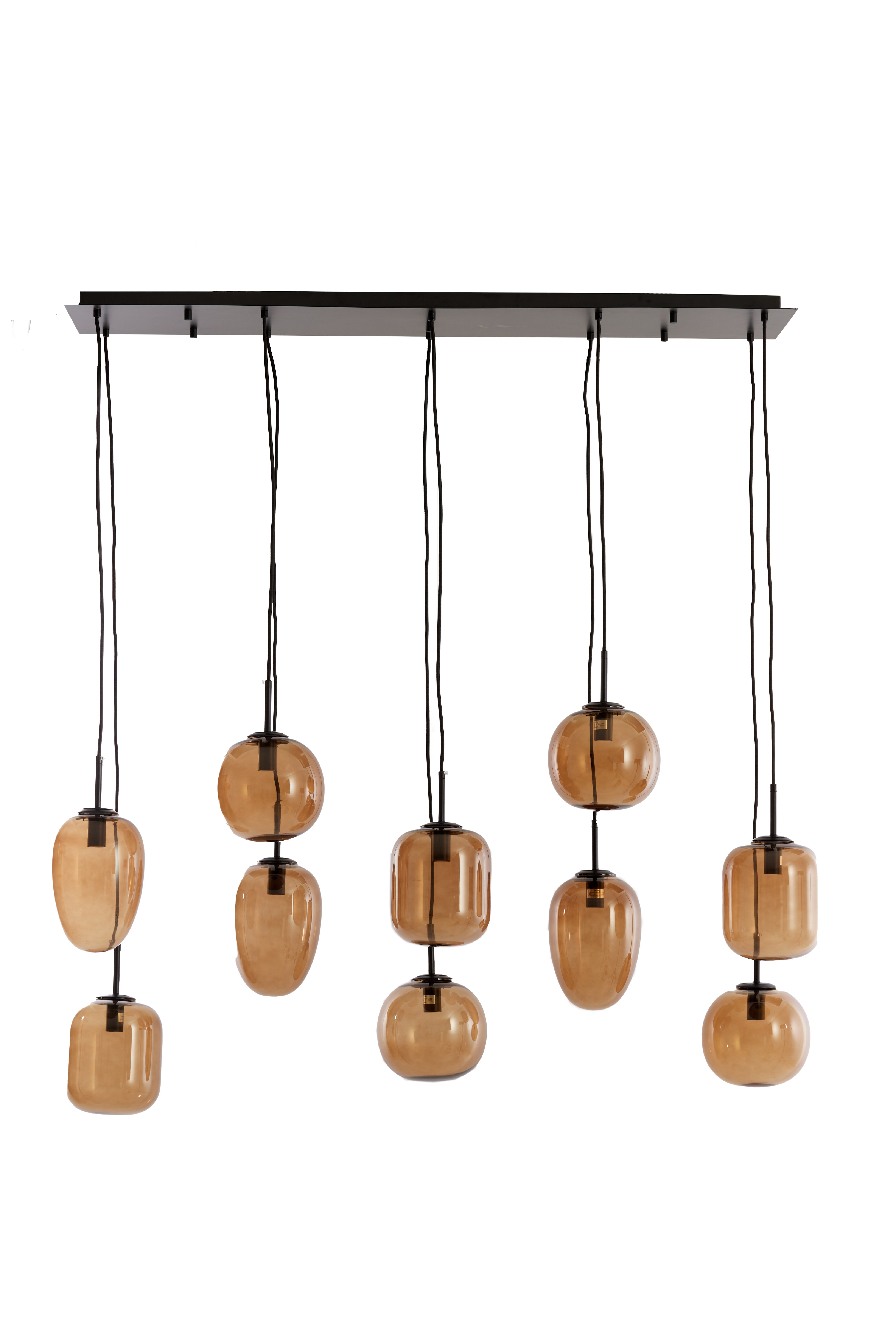 Hanging Lamp 10L E14 120x18x23 cm Mezza Glass Brown